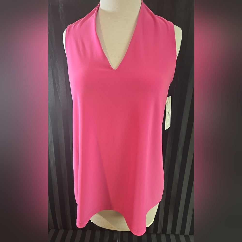 Size 6 Sympli Deep V Neck Trapeze Tank Top Sleeveless Peony Pink Color